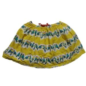 Mini Boden Girls Skirt Size 5-6Y Yellow Bird Print Elastic Waist Cute‎